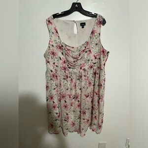 Torrid Women's Ivory And Pink Floral Print Sleeveless Short  Maxi Dress Sz 18